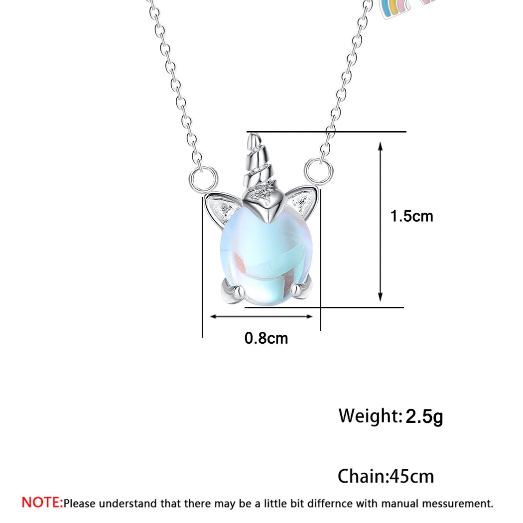 Animal Unicorn Pendants Necklaces For Children Girls Best Friend Rainbow Necklace Chain Jewelry