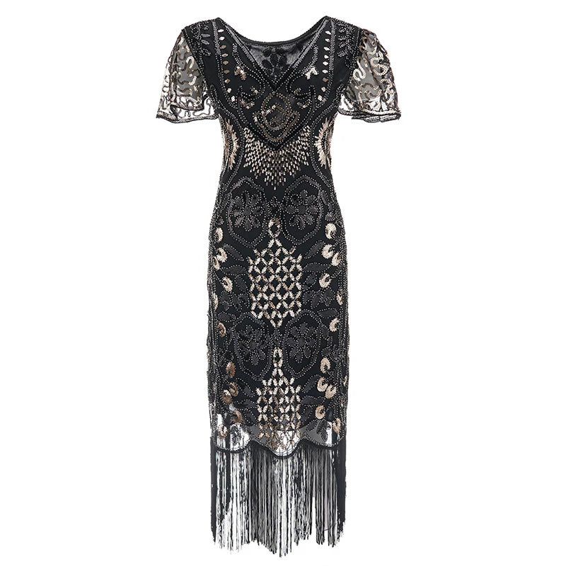 1920s Flapper Roaring Plus Size 20s Great Gatsby Fringed Sequin Beaded Lady Dress