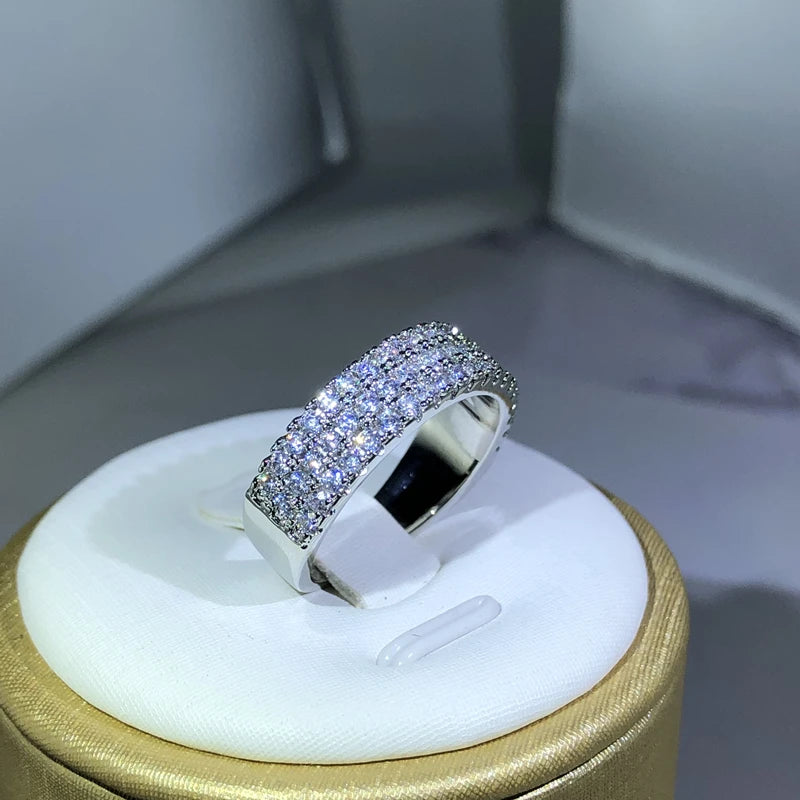 925 Sterling Silver Inlaid With White Zircon Ring Fashion Ladies Half Ring Party Cocktail Party Jewelry Gift