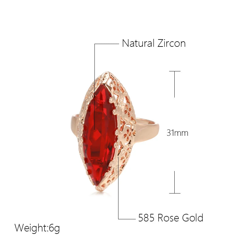 Rose Gold Unique Women Rings Daily Hollow Rings Horse Eye Natural Zircon Fashion Wedding Party Jewelry Gift