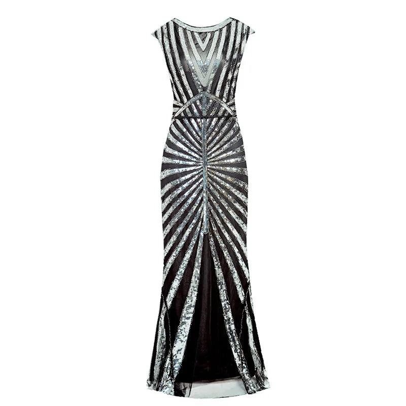Women 1920s Great Gatsby Dress Long 20s Flapper Dress Vintage O Neck S Women 1920s Great Gatsby Dress Long 20s Flapper Dress Vintage O Neck S
