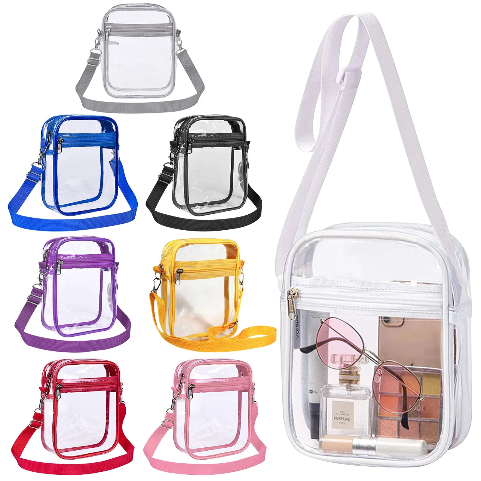 Transparent Crossbody Bags Small Simple Zipper Shoulder Bag Summer All-Match Fashion Clear PVC Handbags Purses Phone Bag