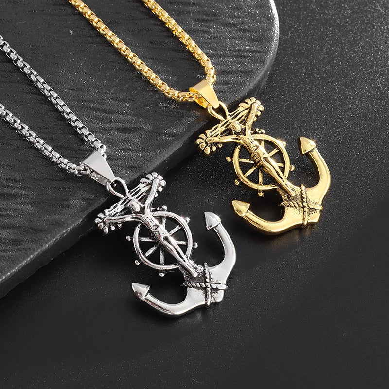 Anchor Pendant Necklace Men Women Creative Design Religious Power Amulets Jewelry Accessories