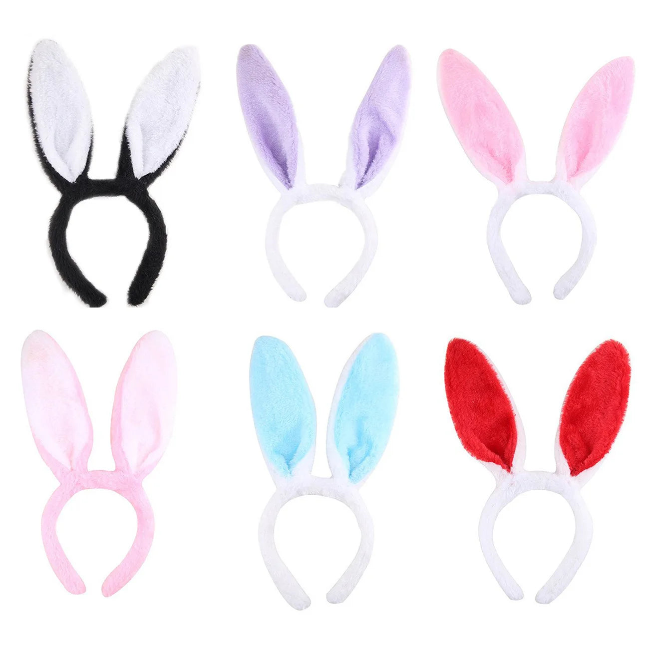 Plush Bunny Ears Headbands,Assorted Color Rabbit Ear Hairband for Easter Halloween Costume Party Favor