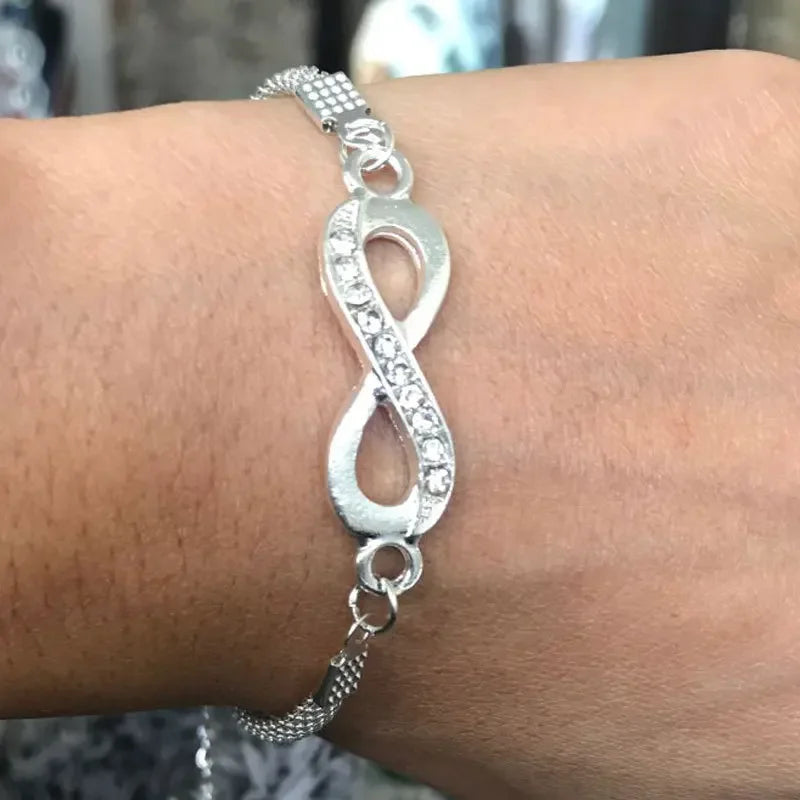 Rhinestone Infinity Bracelet Men's Women's Jewelry 8 Number Pendant Charm Blange Couple Bracelets For Lover Friend Women Gifts