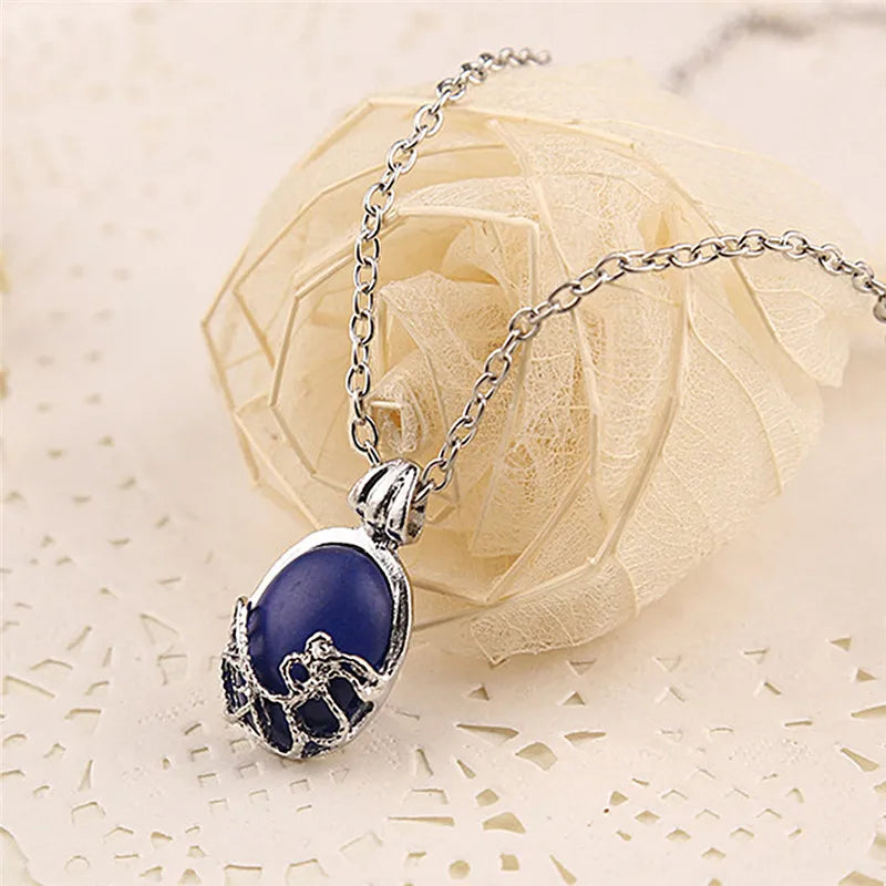 Necklace Vintage Katherine Pendant Fashion Movie Jewelry Cosplay For Women Lapis Lazuli Pendant