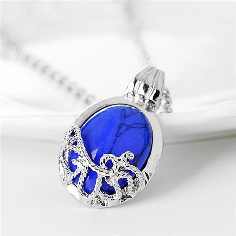 Necklace Vintage Katherine Pendant Fashion Movie Jewelry Cosplay For Women Lapis Lazuli Pendant