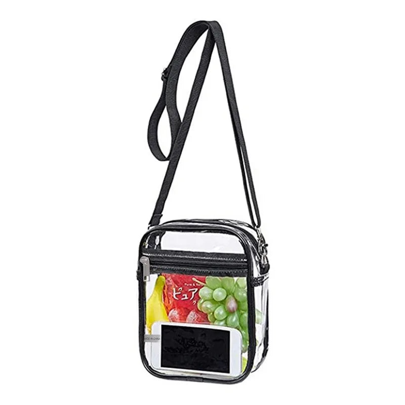 Transparent Crossbody Bag PVC clear Concert Sports One Shoulder Bag Messenger Bag with Adjustable Zipper