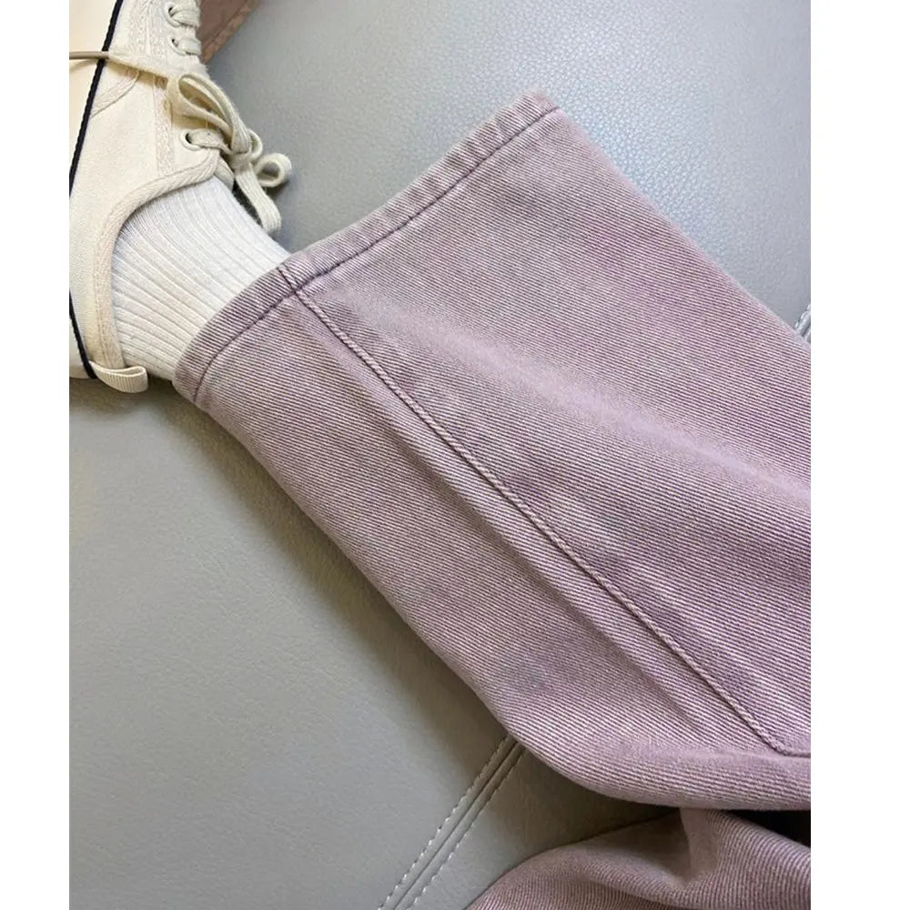 Retro Purple Straight Jeans Women Korean Style Chic Vintage Y2k High Waist Streetwear Denim Pants Spring Autumn Loose Trousers