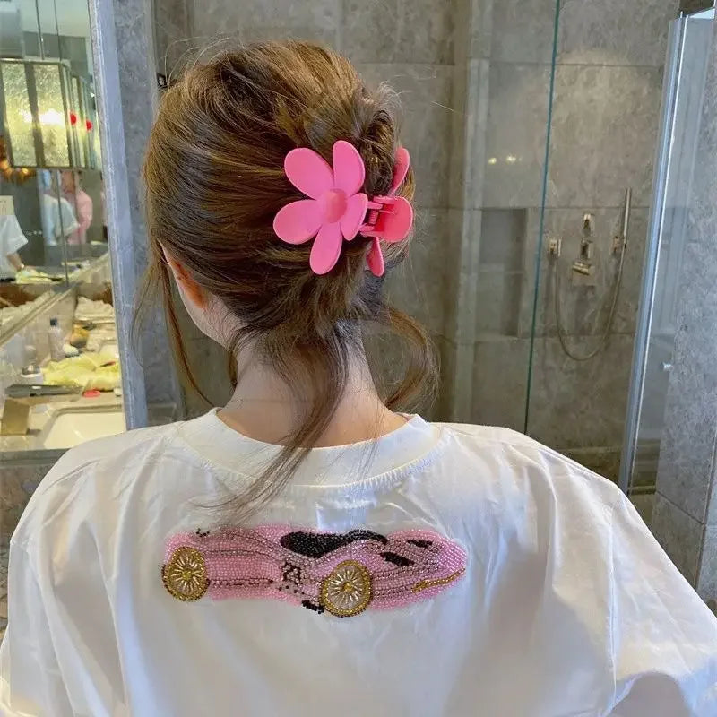 7cm Women Flower Hair Claw Clips Sweet Girls Solid Crab Hair Claws Ponytail Hairpin Barrette Headwear Accessories