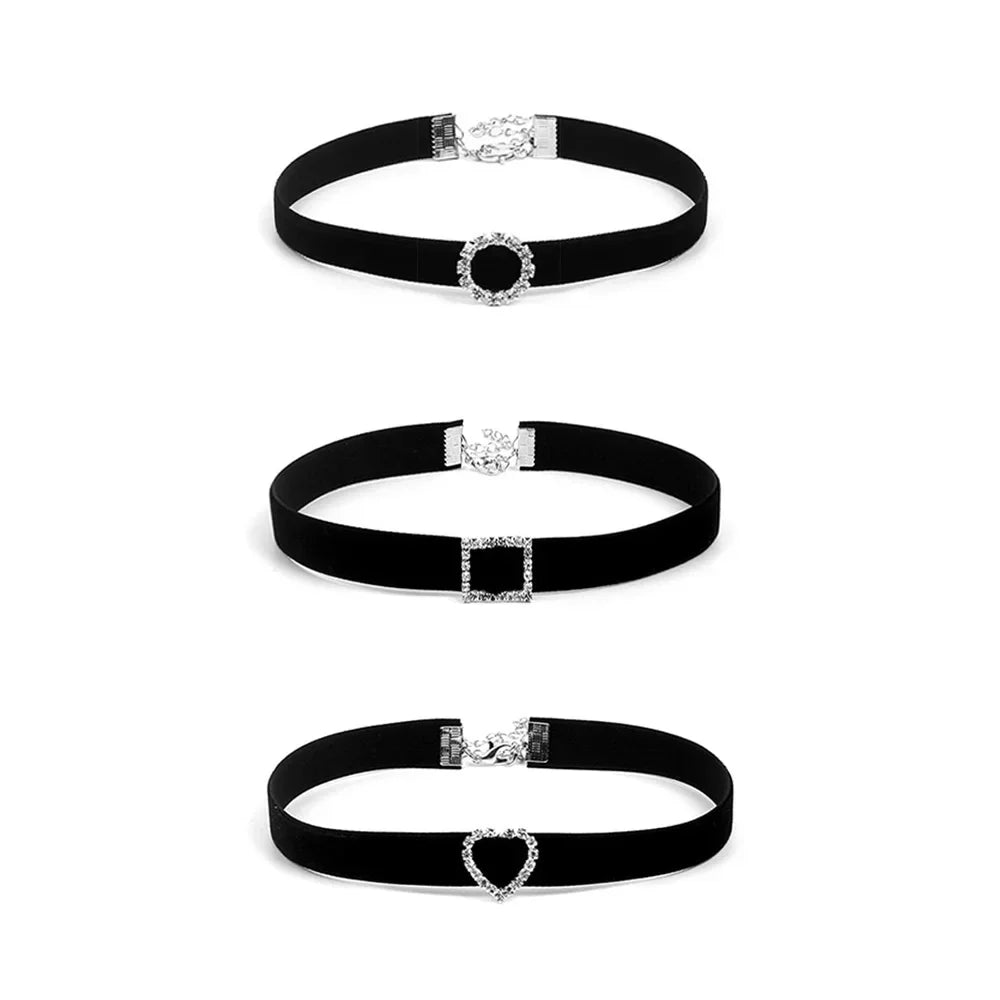 Korean Fashion Black Leather Velvet Choker Necklace Punk Gothic Jewelry Chockers Vintage Goth Necklace for Women Gifts Collier