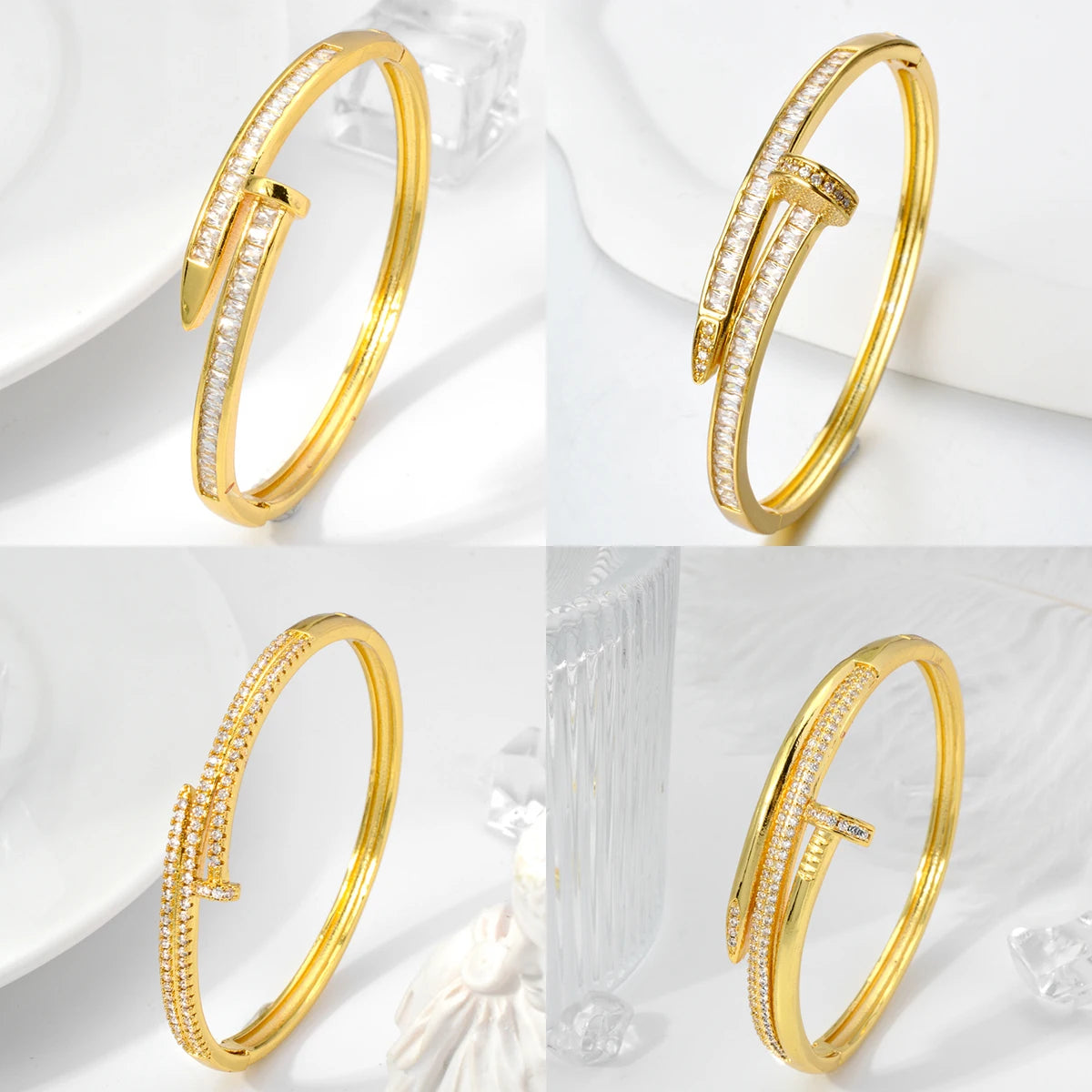 Unique Nail Head Cross Bangle Luxury Gold Color Twist Bracelets For Women Men Statement Jewelry Birthday Gifts Dropshipping