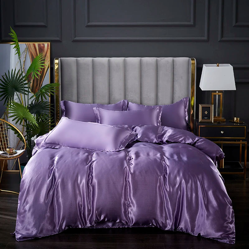 Satin Duvet Cover Simple Quilt Cover Full Twin King Size Quilt Cover
