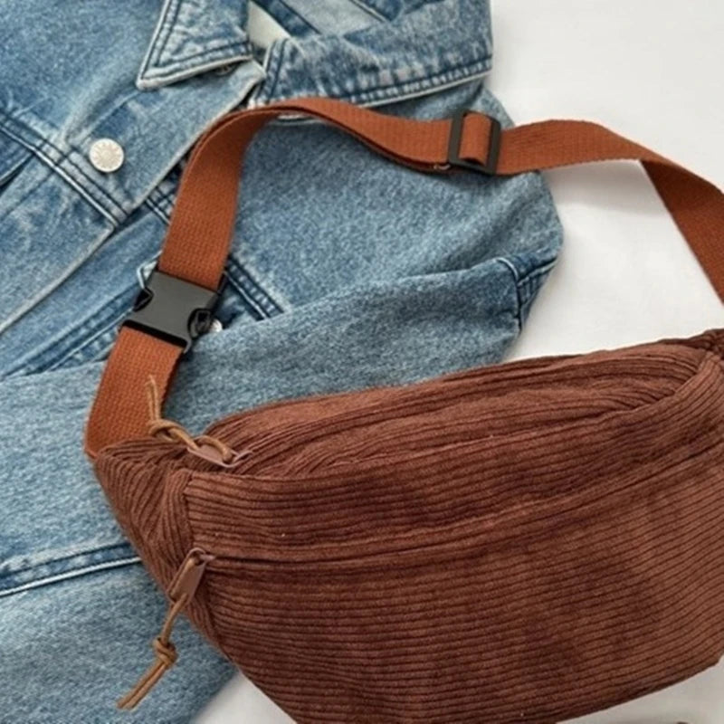Waist Pack Chest Bag Corduroy Fanny Pack Sports Bag Versatile Travel Belt Bag