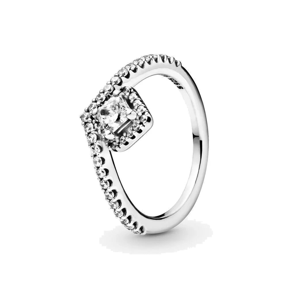 925 Sterling Silver Rings For Women Original Crown Heart Wishbone Engagement Wedding Silver Crystal Ring Luxury Jewelry