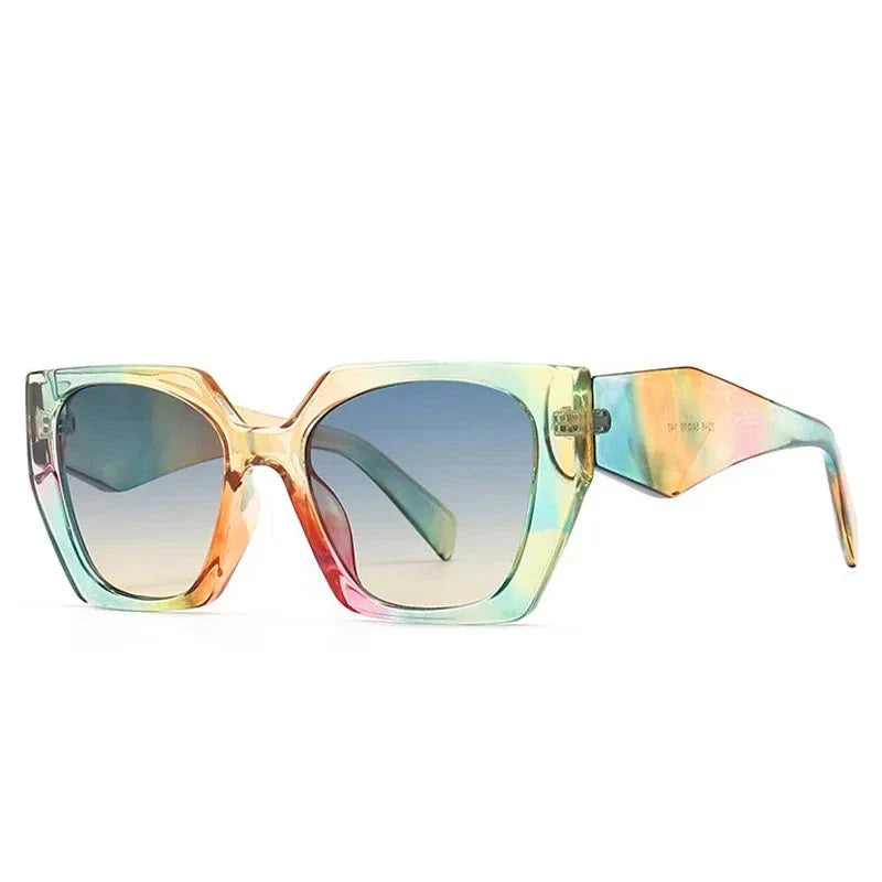 Retro Polygon Cat Eye Colorful Sunglasses Women Clear  display picture 1