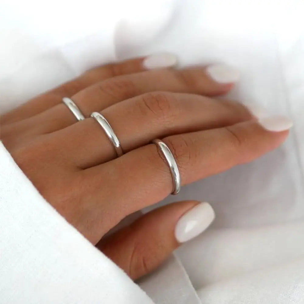Silver Rings 18K White Gold Plated Tarnish Resistant Tarnish Stackable Rings