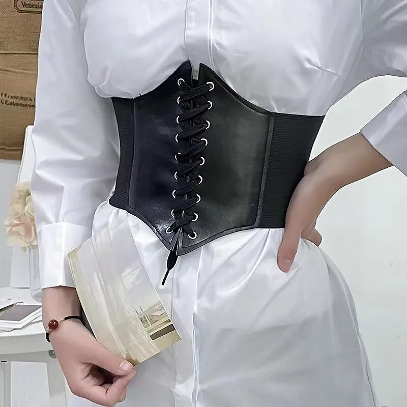 Women Shapers Belts Corset Wide Faux Leather Slimming Body Shaping Girdle Belt Daily Wear Elastic Tight High Waist