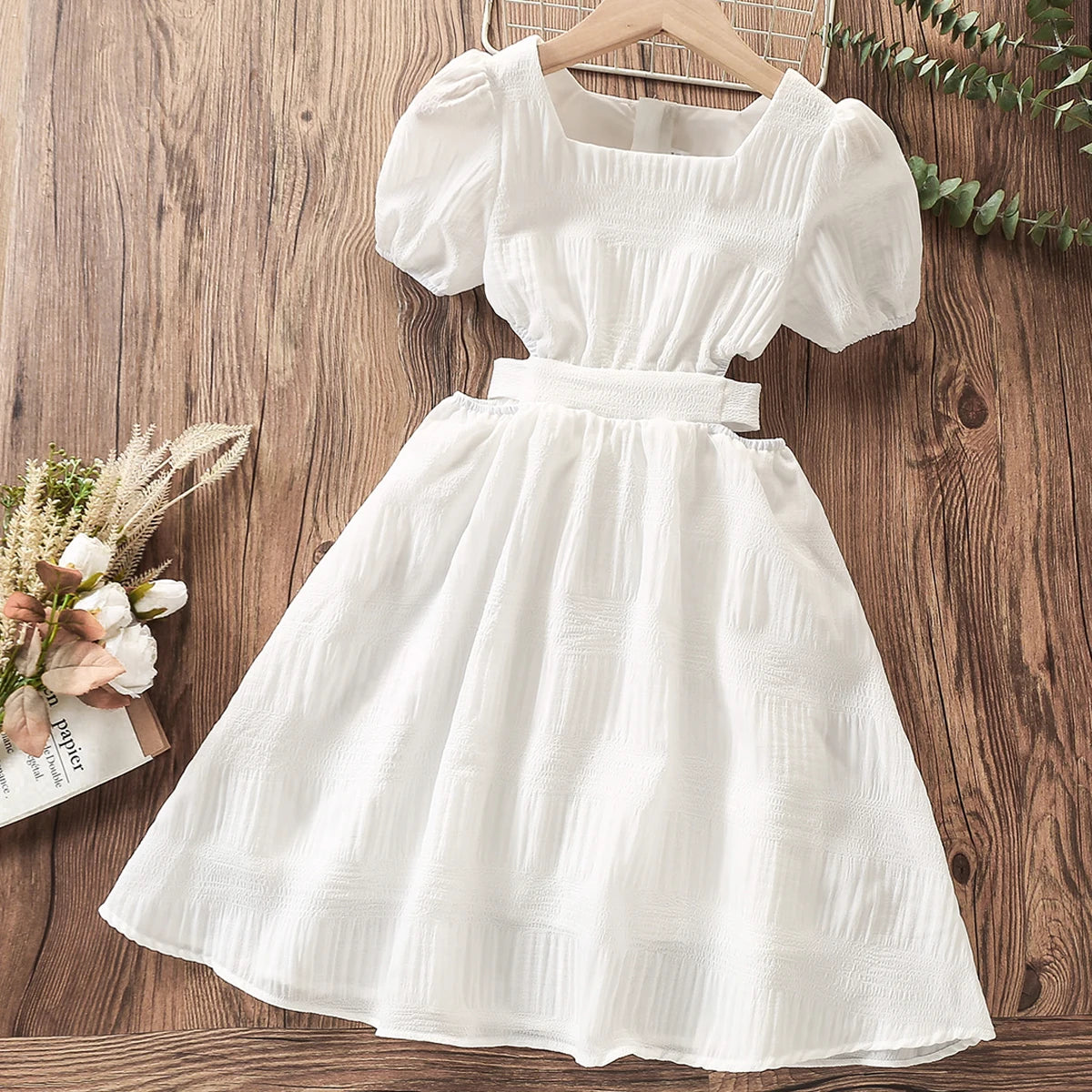 Kids White Dress for Girls Clothes Party Long Dress Prom Princess Outf