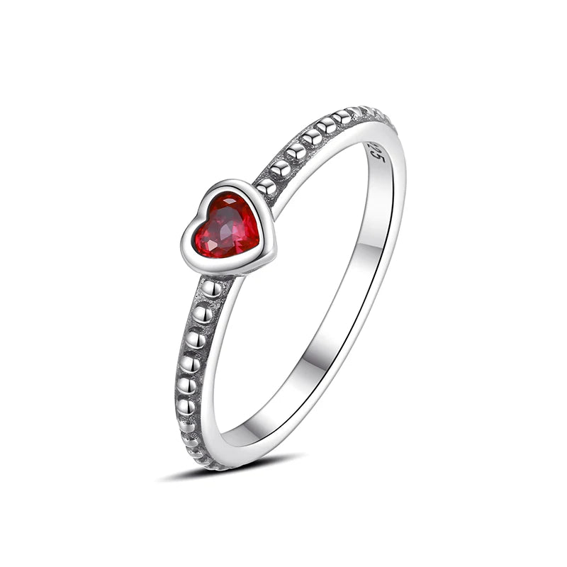 Sterling Silver Ring Love Heart Wishbone Crown Rings Crystal Rose Gold