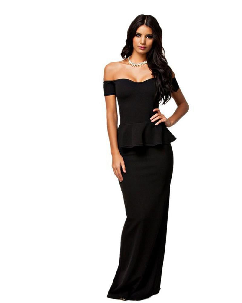 plus size off the shoulder peplum dress Women Dress 3 Colors Peplum Dress With Off shoulder Maxi Dress LC6244