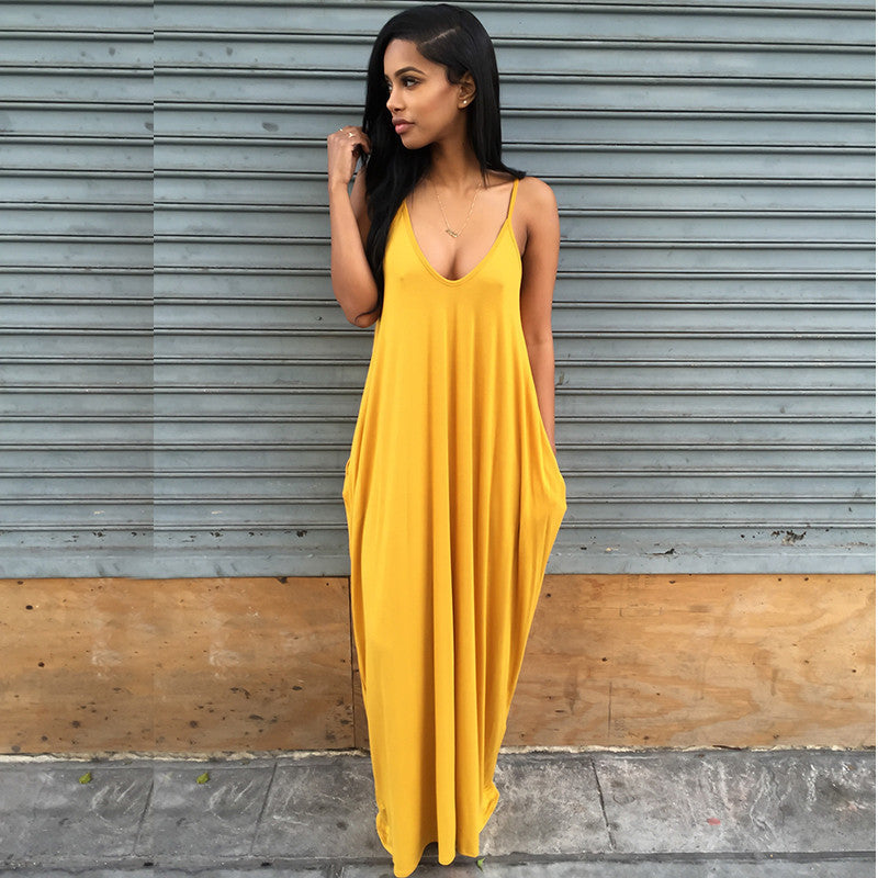 Fashion Summer Beach Dress women long dress Strapless Casual Loose Max