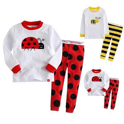 Fashion Kids Baby Children Cotton T-shirt Top+Pants Pajamas Set Sleepwear Outfit Clothing for 2-7y kid - CelebritystyleFashion.com.au online clothing shop australia