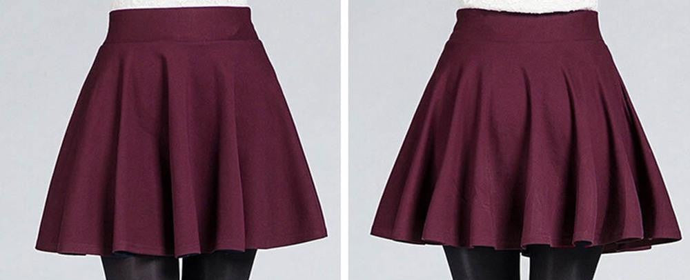 Sexy Women's Stretch High Waist Plain Skater Flared Pleated Casual Cotton Mini short Skirt Fashion - CelebritystyleFashion.com.au online clothing shop australia