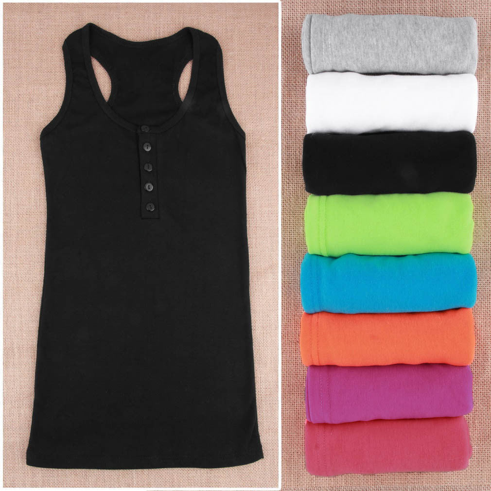 1Pc Ladies Multicolor Long Sleeveless Bodycon Temperament Cotton Long T-shirt Tank Top Women Vest Tops regatas feminino - CelebritystyleFashion.com.au online clothing shop australia