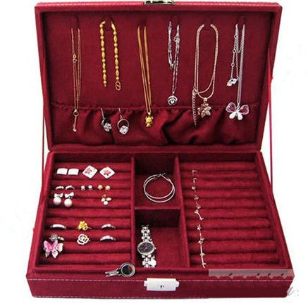 5 colors Velvet Large Capacity Studs Earrings Rings Necklace Storage Case Jewelry Box 99