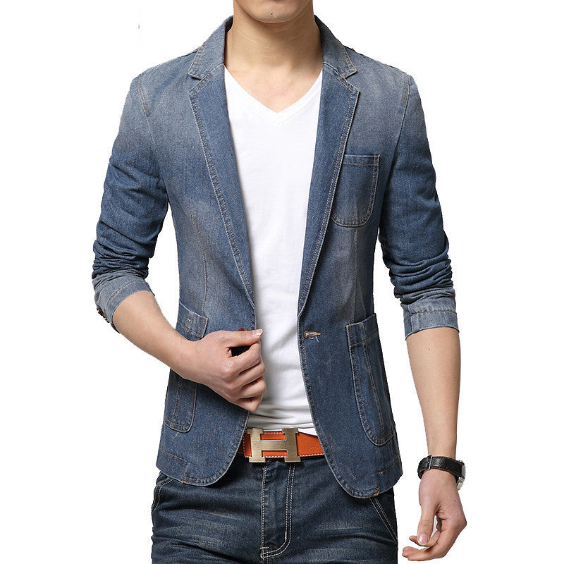 Spring Fashion Brand Men Blazer Men Trend Jeans Suits Casual Suit Jean Jacket Men Slim Fit Denim Jacket Suit Men - CelebritystyleFashion.com.au online clothing shop australia