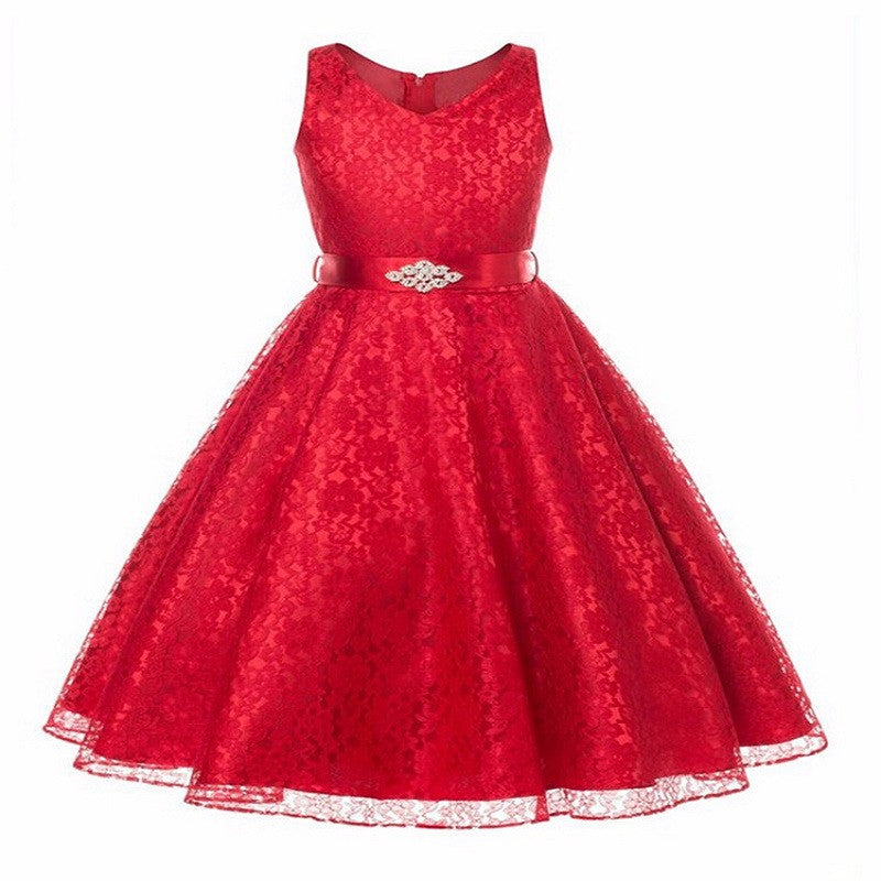 High Quality girl dress New Year Party Dress Christmas Dress for Girl Sleeveless Lace Princess 3-14Yrs Girls clothes - CelebritystyleFashion.com.au online clothing shop australia