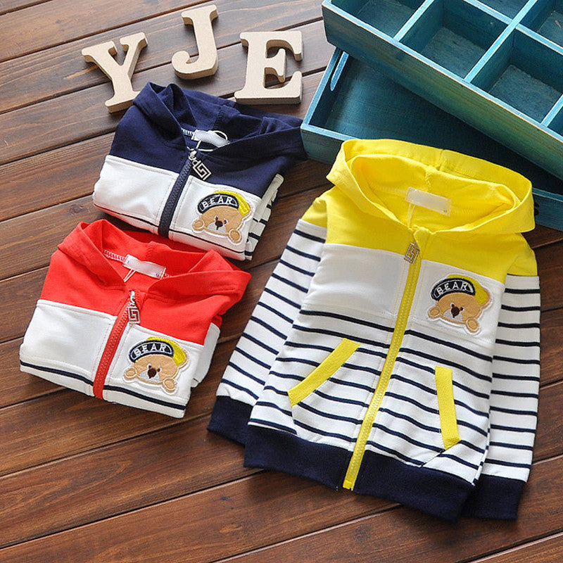 spring baby boys girls long sleeve coat children hoodded stripe sport outwear kids cartoon outdoor sweater - CelebritystyleFashion.com.au online clothing shop australia