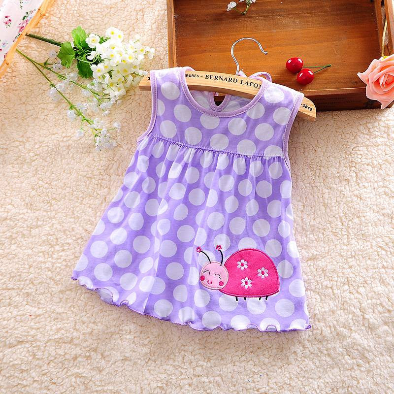 new Cute Baby Girl Dress Cotton Dot Striped Slip Dress pear flower Children Kids Clothing 0-18M dress - CelebritystyleFashion.com.au online clothing shop australia