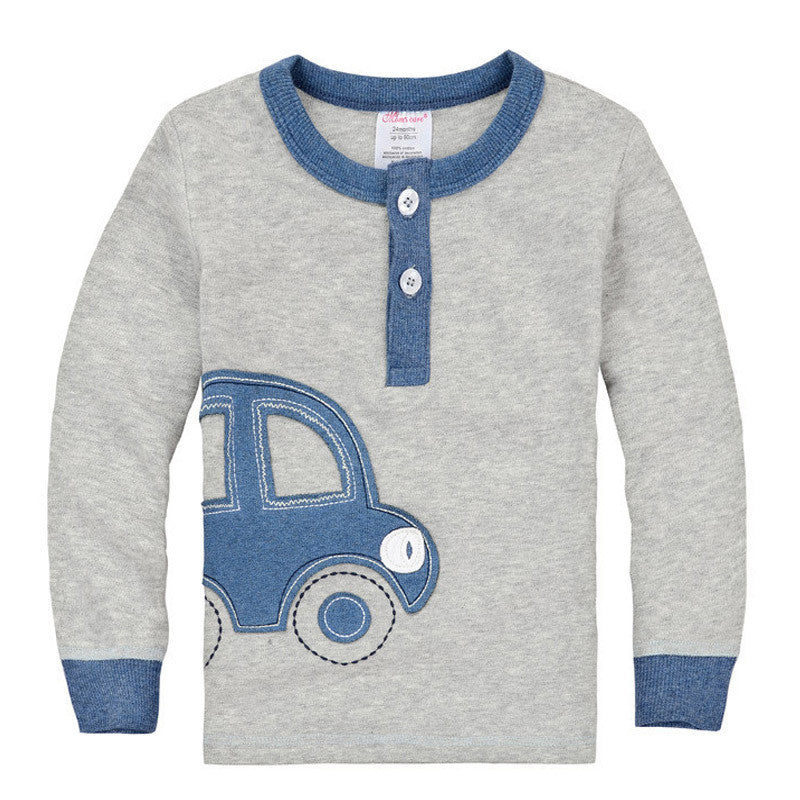 Organic Cotton Fall Winter Car Design Kids Infant Clothing Children T-shirt Cute Baby Boy Long Sleeve Cotton T shirts - CelebritystyleFashion.com.au online clothing shop australia