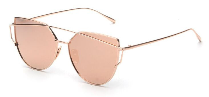 RunBird Mirror Flat Lense Women Cat Eye Sunglasses Classic Brand Designer Twin-Beams Rose Gold Frame Sun Glasses for Women M195 - CelebritystyleFashion.com.au online clothing shop australia