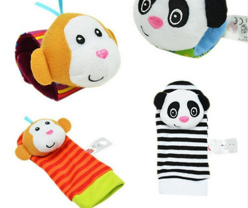 4Pcs(2Pcs Socks+2Pcs Wrists) New Infant Baby Kids Sock And Wrist Rattles Cute Intellectual Developmental Toys Animal - CelebritystyleFashion.com.au online clothing shop australia