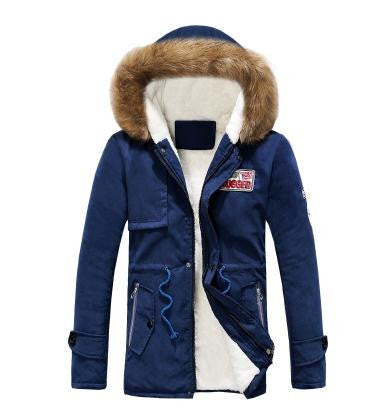 explosion models men Korean version of Slim Long warm hooded coat - CelebritystyleFashion.com.au online clothing shop australia