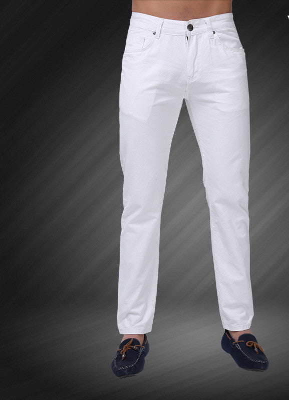 Jeans Men New Brand Fashion Solid Slim Fit White Blue Black Candy Colors Plus Size Mid Straight Denim Pants F1241 - CelebritystyleFashion.com.au online clothing shop australia