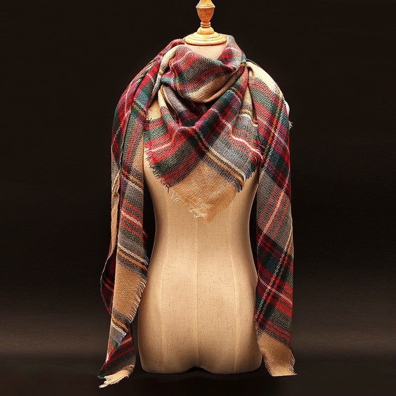 Za Winter Scarf Tartan Plaid Cashmere Scarf Pashmina New Designer Blanket Scarf Luxury Brand Women's Scarves and Wraps - CelebritystyleFashion.com.au online clothing shop australia