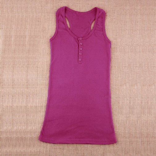 1Pc Ladies Multicolor Long Sleeveless Bodycon Temperament Cotton Long T-shirt Tank Top Women Vest Tops regatas feminino - CelebritystyleFashion.com.au online clothing shop australia