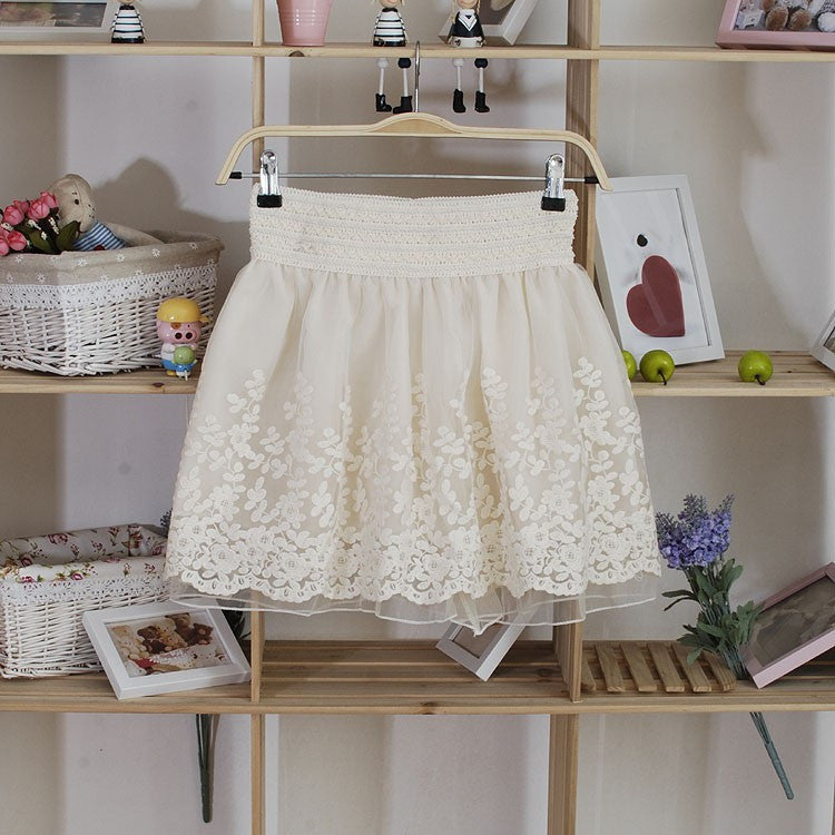 Fashion Cute Lace Flower Teenagers Skirt Mini Princess Children Skirt Suit 12~20 Age Girls Tutu Skirt - CelebritystyleFashion.com.au online clothing shop australia