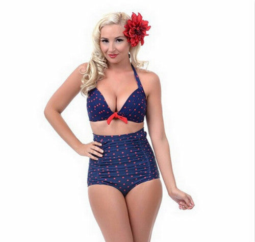 Push up High Waist Swimsuit Women Bathing Suit Padded Bikini set Retro Beachwear Plus Size Swimwear - CelebritystyleFashion.com.au online clothing shop australia