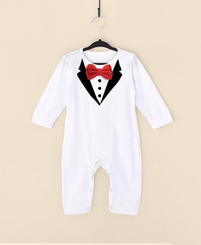 Newborn Baby Rompers Cotton Gentleman Infant Boys Clothes Tie Bow Toddler Kids One-Pieces Jumpsuits for 0-18M - CelebritystyleFashion.com.au online clothing shop australia