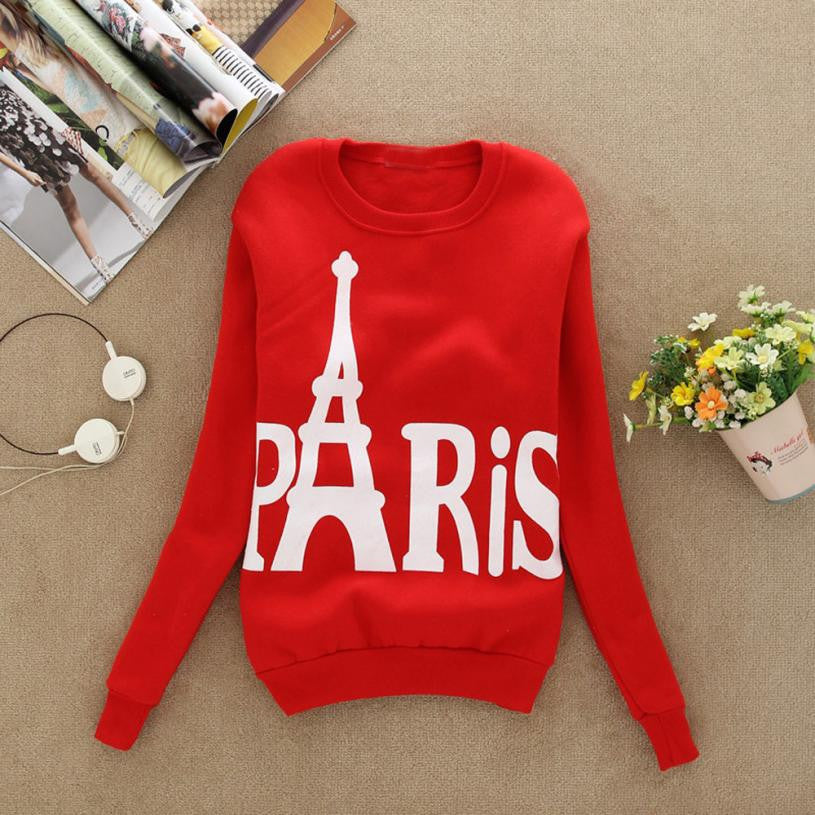 Modern Spring Autumn Winter Womens Long Sleeve Printed Pullover casual Sweatshirts Blouse Tops Cotton Eiffel Tower Pattem H17 - CelebritystyleFashion.com.au online clothing shop australia