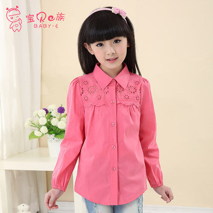 Spring New Arrival Kids Clothes Brand Girls White Blouse Children's Fashion Long-sleeved Cotton Girls Blouse - CelebritystyleFashion.com.au online clothing shop australia