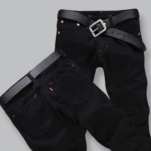 Four Season Men Jeans Slim Straight Pants Black Color Brand Cotton Jeans Men - CelebritystyleFashion.com.au online clothing shop australia