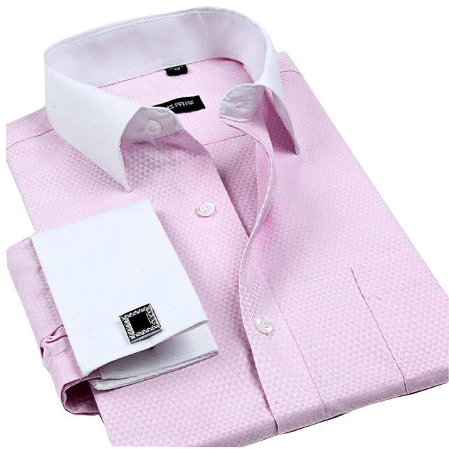 New Cufflinks Men Dress Shirts Fashion Formal Business Wedding French Cuff Stripe Shirts T0025 - CelebritystyleFashion.com.au online clothing shop australia