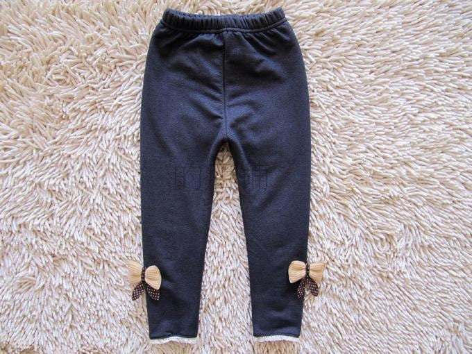 kids girls jean bow pants cotton cashmere pants elastic waist girls legging warm pants winter spring children pants - CelebritystyleFashion.com.au online clothing shop australia