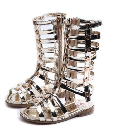 female children sandals princess shoes high shoes cutout gladiator baby boots